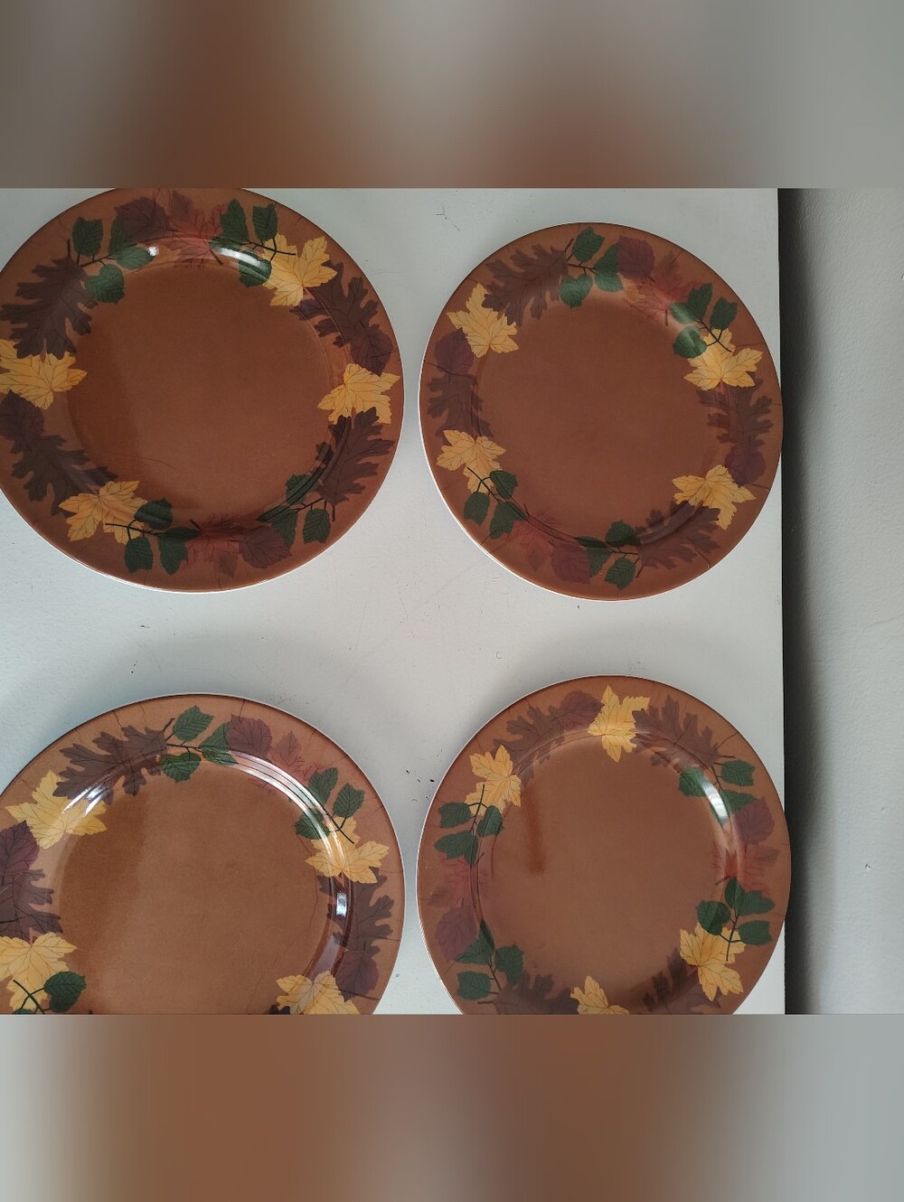 Essex 12 Pc Melamine Dinnerware Set Fall Autumn Leaves Plates Bowls